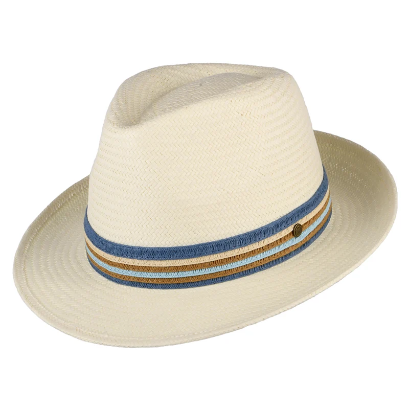 Failsworth Monaco Fedora Hut aus Toyo Stroh - Perlweiß