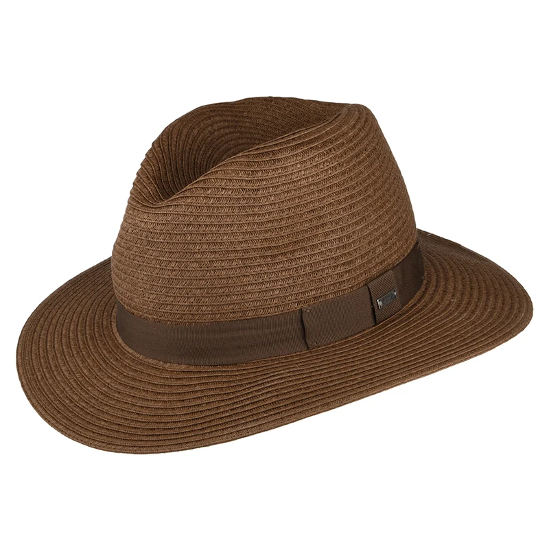 Barts Aveloz Fedora Hut aus Stroh - Dunkelbraun