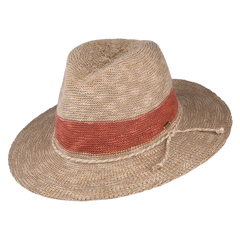 Barts Ponui Fedora Hut - Hellbraun-Fuchsrot