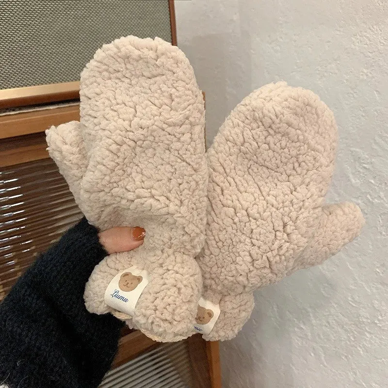 Weiche Damen Teddy Fäustlinge – Mila Winterzauber Edition