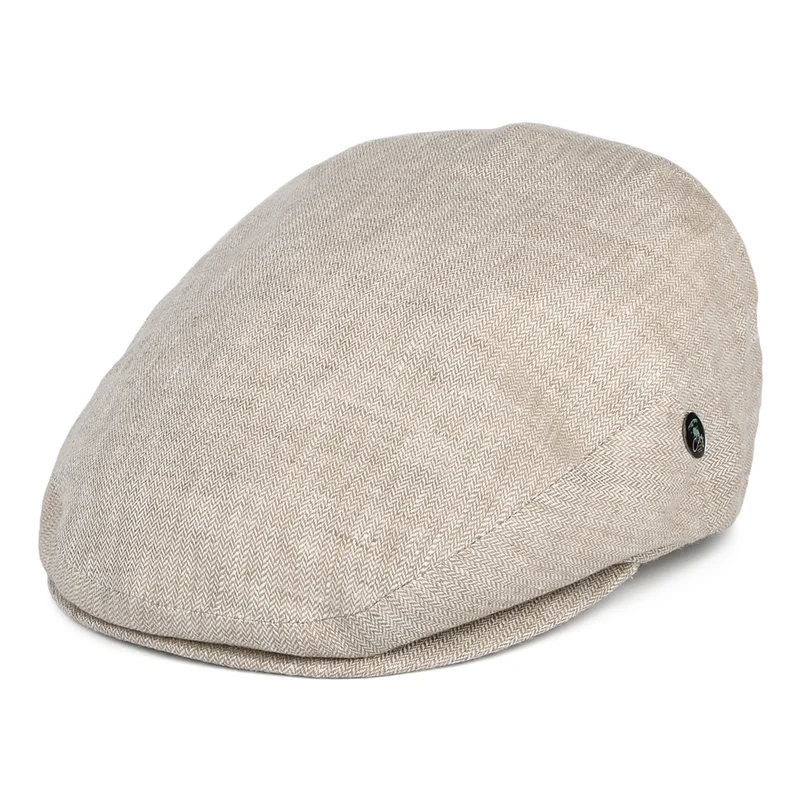 City Sport Schiebermütze Micro-Herringbone aus Leinen - Hellbeige