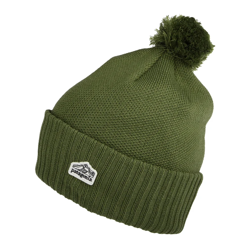 Patagonia Line Logo Ridge Patch Powder Town Bommelmütze - Olivgrün