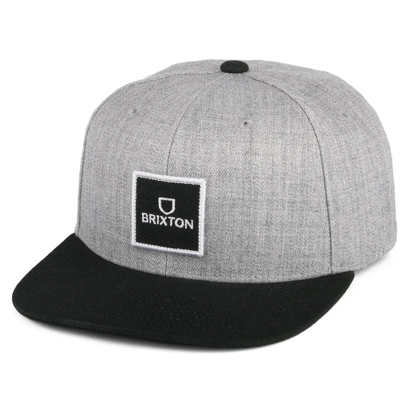 Brixton Alpha Square NetPlus MP Snapback Cap - Grau Melliert-Schwarz