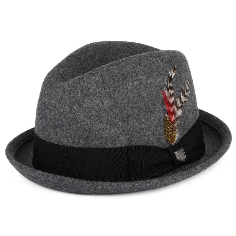 Brixton Gain Trilby Hut aus Wollfilz - Meliertes Dunkelgrau