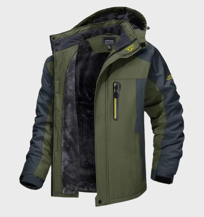 Warme und Wasserdichte Herren-Winter-Fleecejacke mit Kapuze – Logan