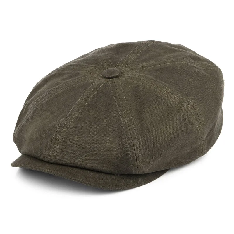 Stetson Hatteras Vintage Ballonmütze aus gewachster Baumwolle mit Ohrenklappen - Olivgrün