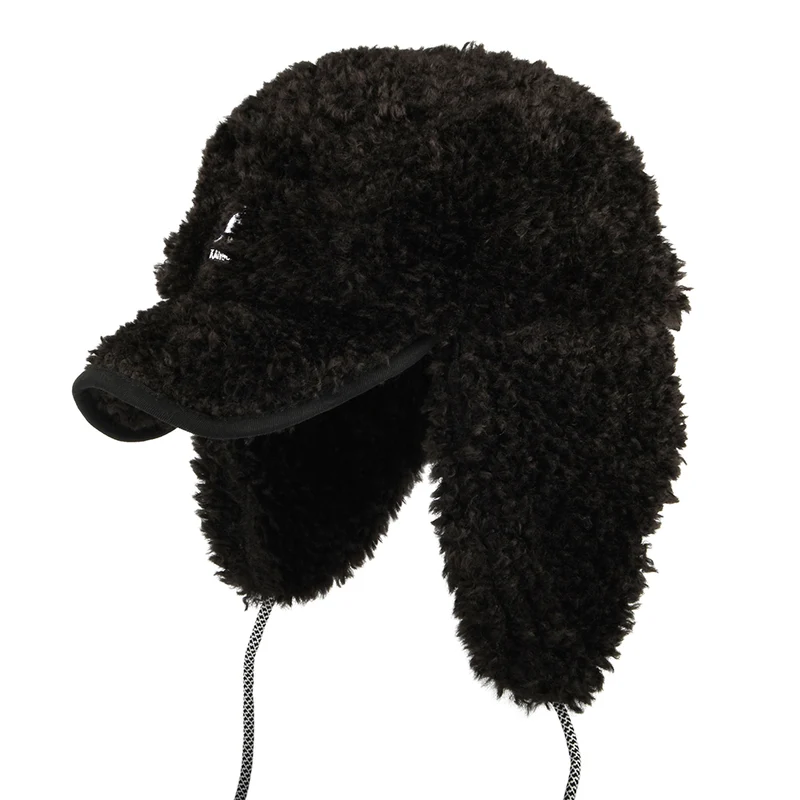 Kangol Utility Kunstlammfell Cap mit Ohrenklappen - Schwarz