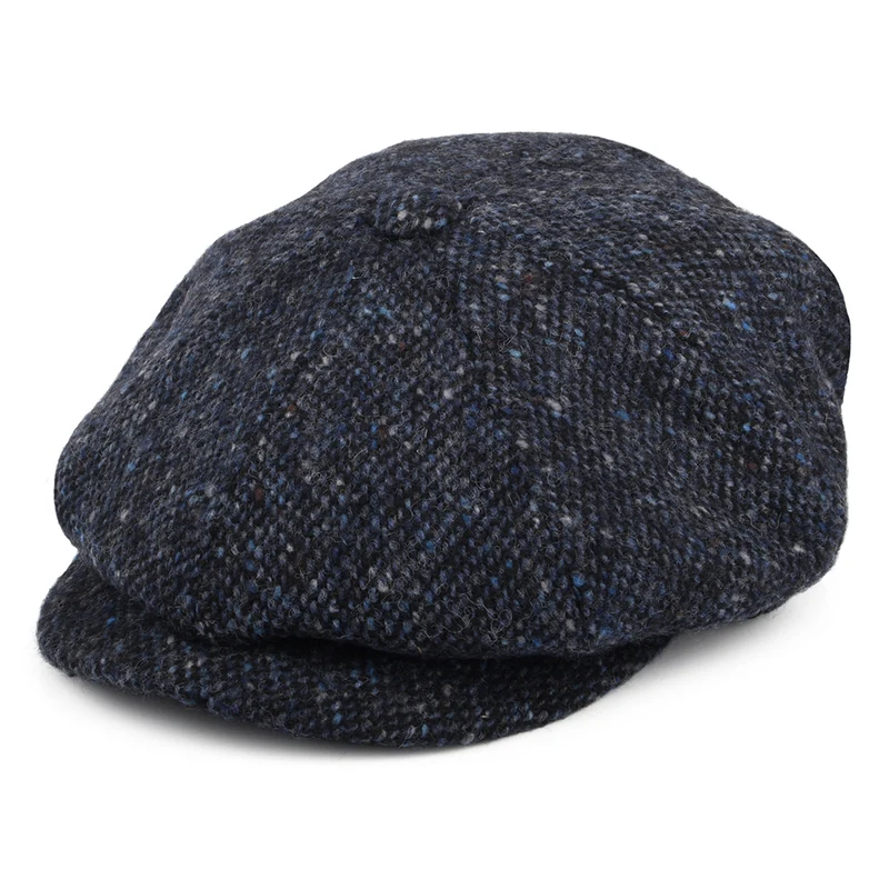 Jaxon & James Glenborin Donegal Tweed Ballonmütze Marl - Blau-Schwarz