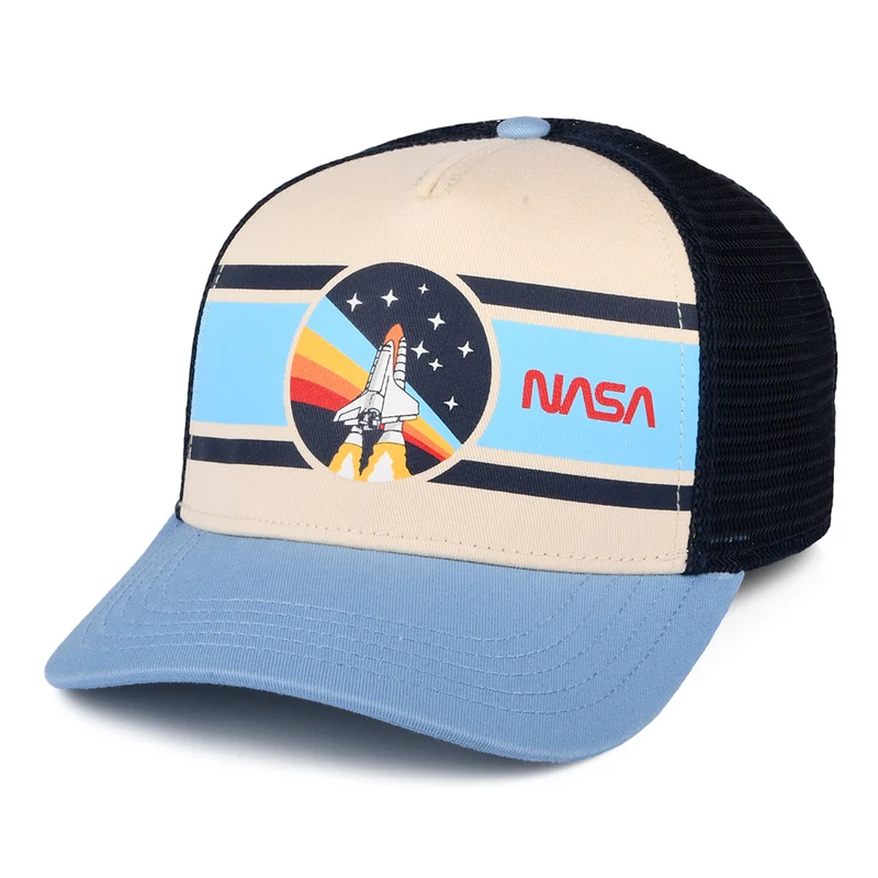 NASA Sinclair Trucker Cap - Elfenbein-Marineblau-Hellblau