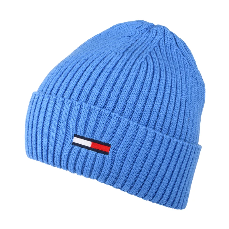 Tommy Hilfiger TJM Basic Rib Gerippte Beanie Mütze - Blau