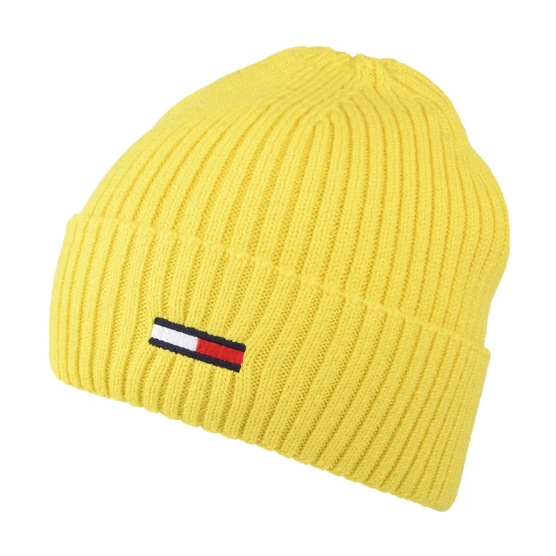 Tommy Hilfiger TJM Basic Rib Gerippte Beanie Mütze - Gelb