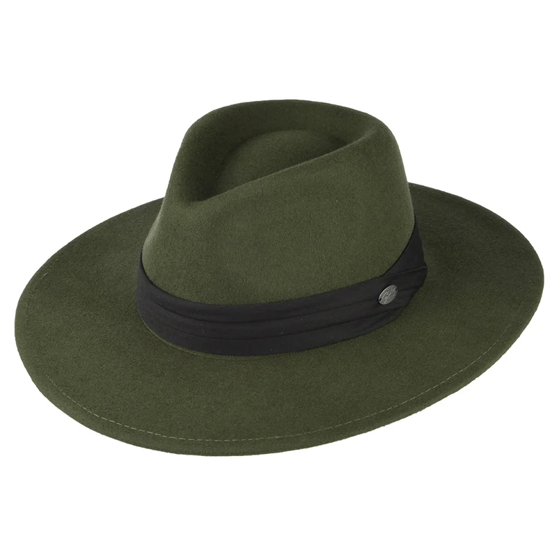 Bailey Thaler Fedora Hut aus Wollfilz - Olivgrün