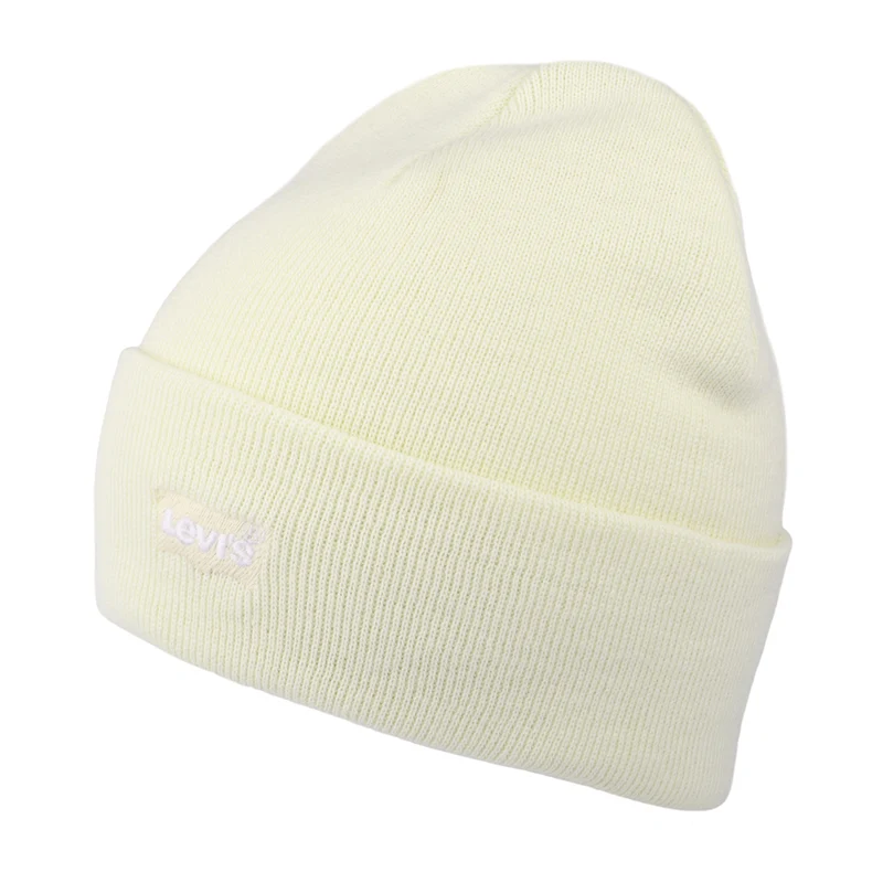 Levi's Tonal Batwing Embroidery Slouchy Beanie Mütze - Cremeweiß