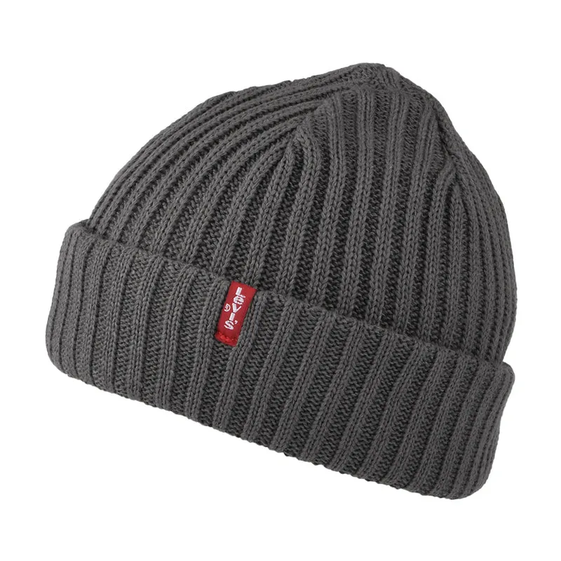 Levi's Fisherman Beanie Mütze Gerippt - Dunkelgrau