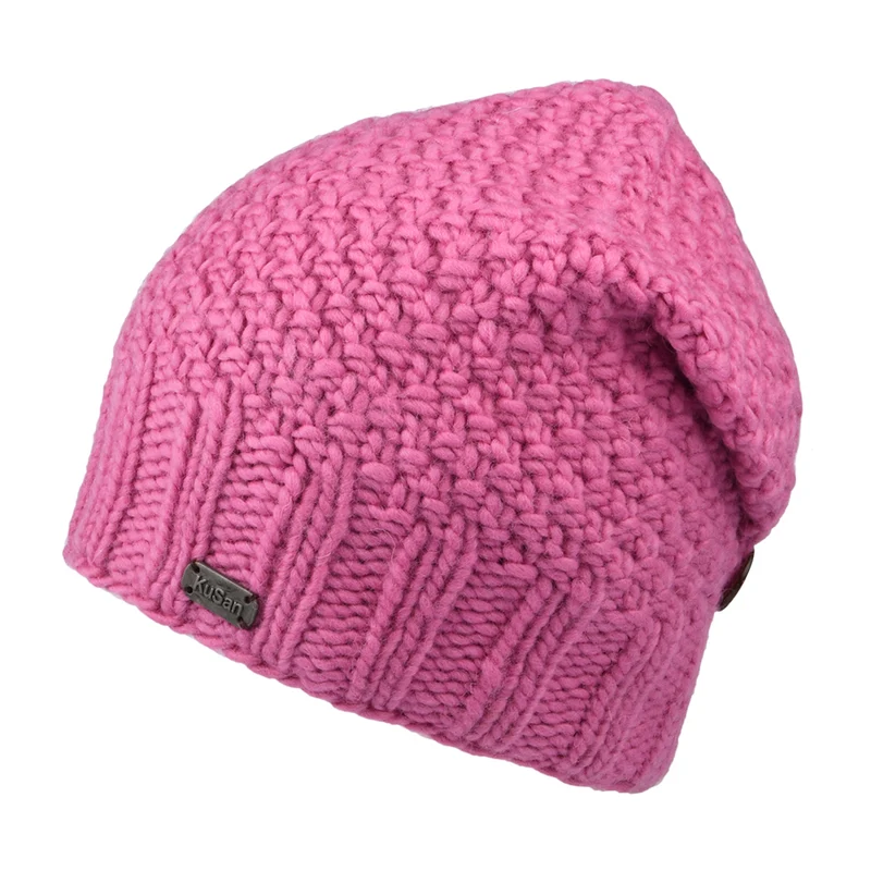 Kusan Button Down Beanie Mütze - Rosa