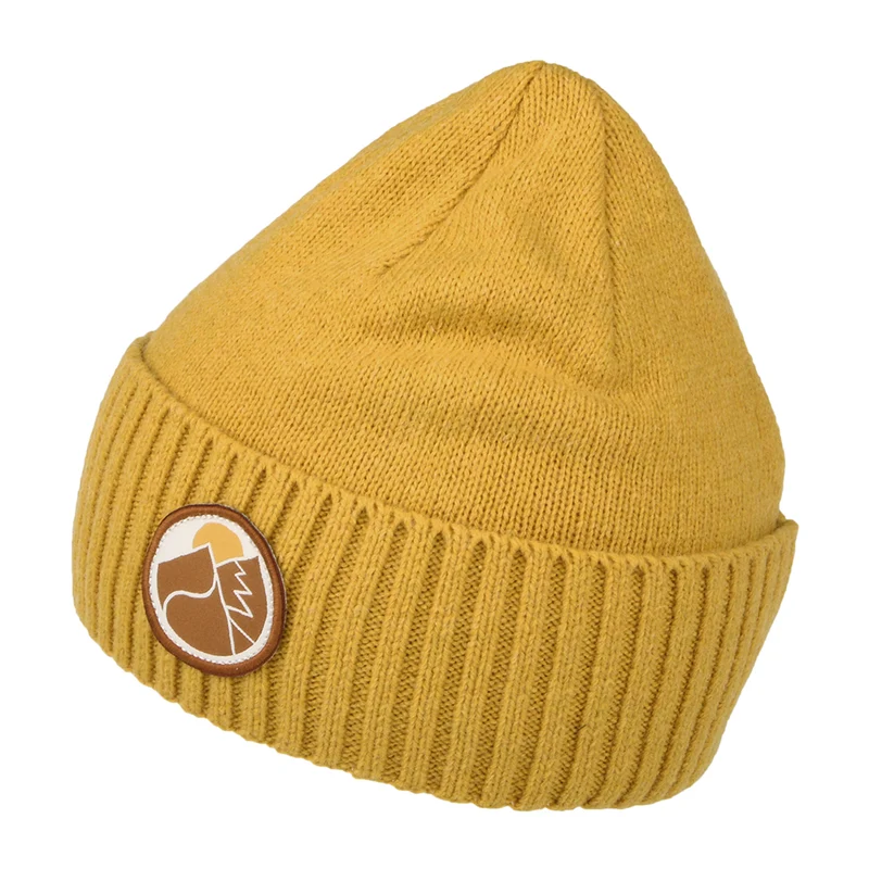 Patagonia Slow Going Patch Brodeo Beanie Mütze aus recycelter Wolle - Senfgelb