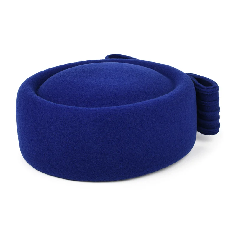 Whiteley Jackie O Loop Bow Pillbox-Hut aus Wolle - Königsblau
