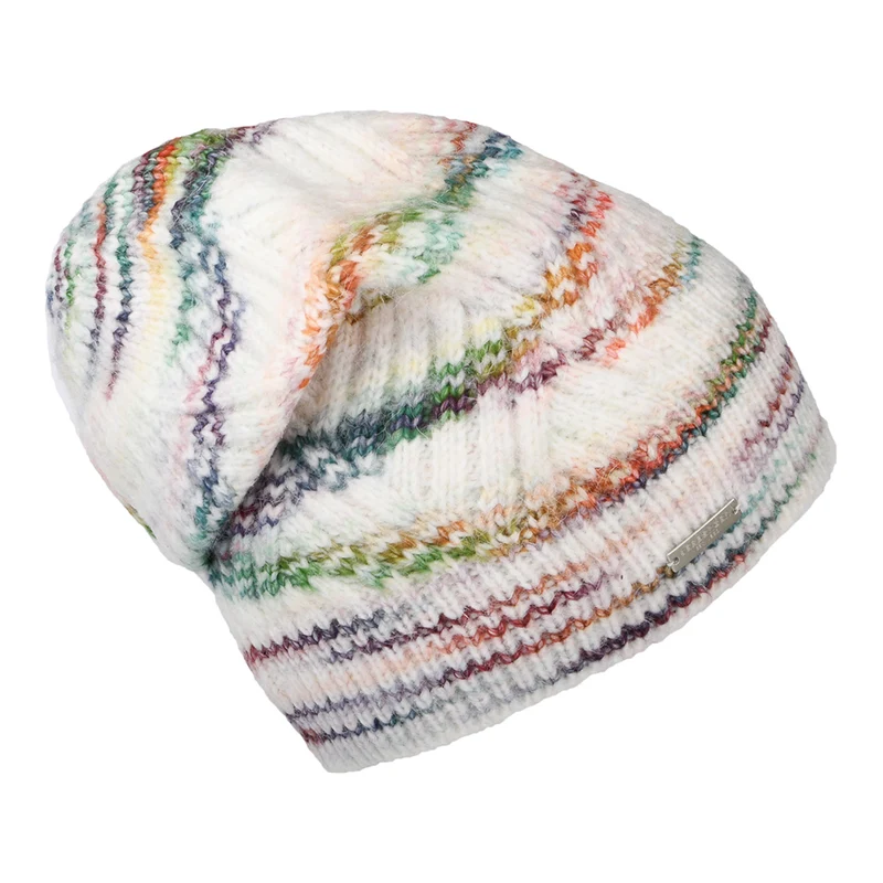 Seeberger Gestrickte Floppy Beanie Mütze - Cremeweiß-Multi