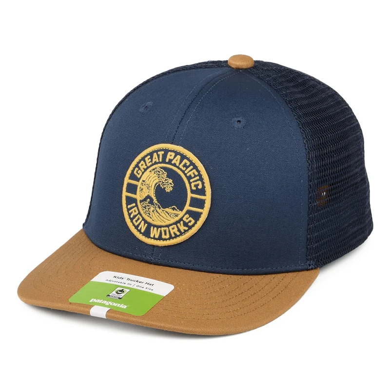 Patagonia Kinder GPIW Crest Trucker Cap aus organischer Baumwolle - Steingrau-Kamel