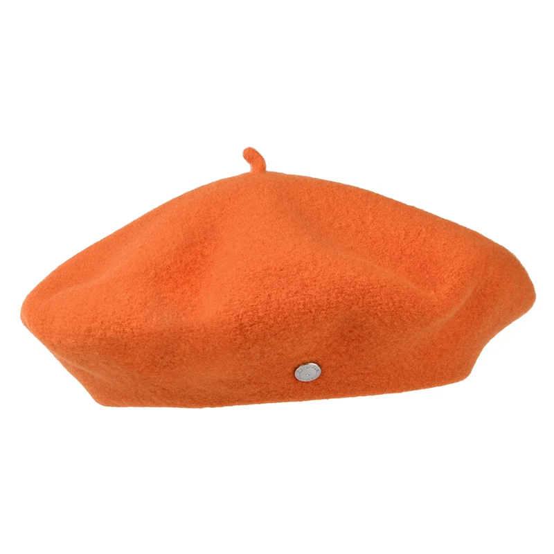 Laulhère authentische Baskenmütze aus Merinowolle - Dunkles Orange