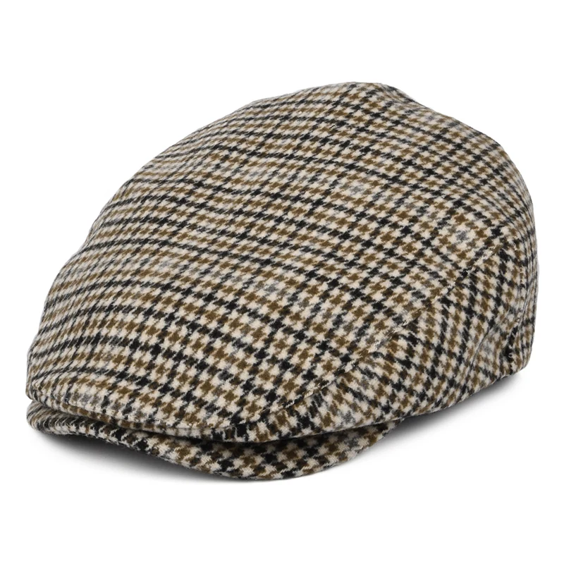 Brixton Hooligan Schiebermütze Houndstooth - Cremeweiß-Sand