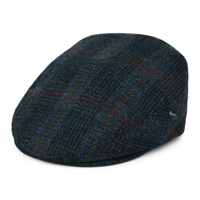 City Sport HARRIS TWEED Schiebermütze mit Fensterscheibenmuster - Blau-Marineblau