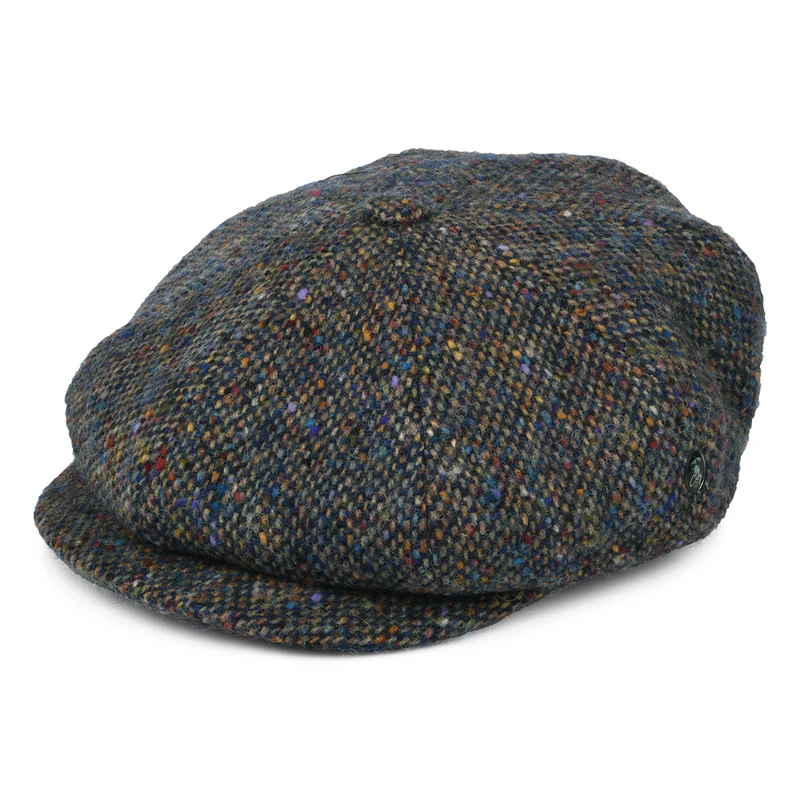 City Sport Deep Fit Donegal Tweed Ballonmütze aus Marl Tweed - Blau-Multi