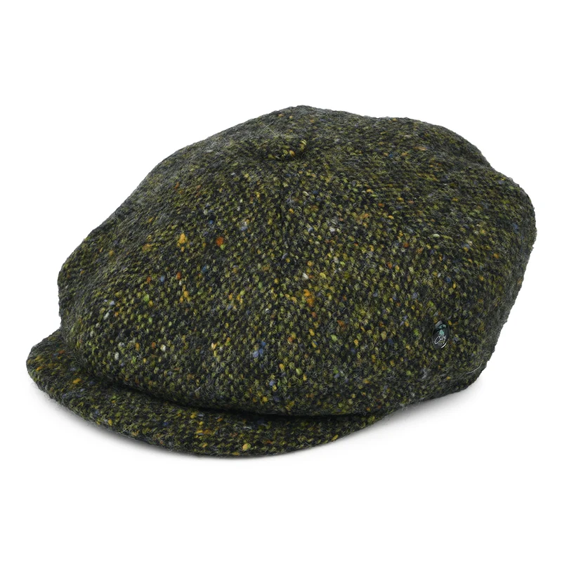City Sport Deep Fit Donegal Tweed Ballonmütze aus Marl Tweed - Waldgrün-Multi