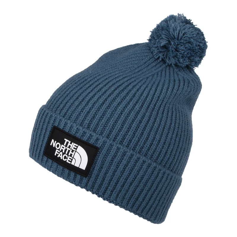 The North Face Logo Box Bommelmütze - Rauchblau
