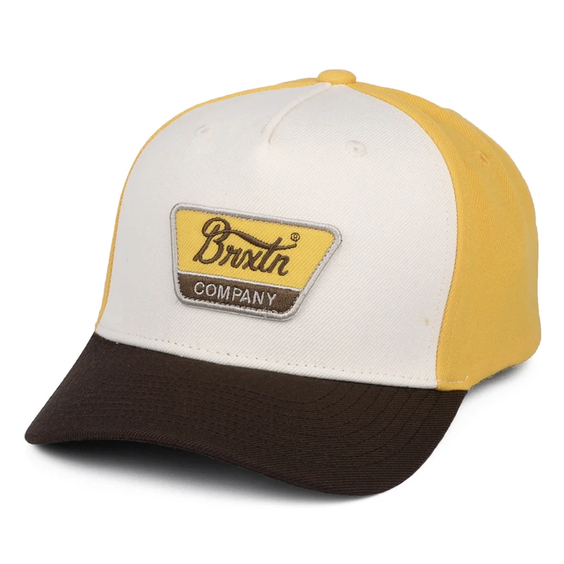 Brixton Linwood C NetPlus MP Snapback Cap - Cremeweiß-Gelb-Braun