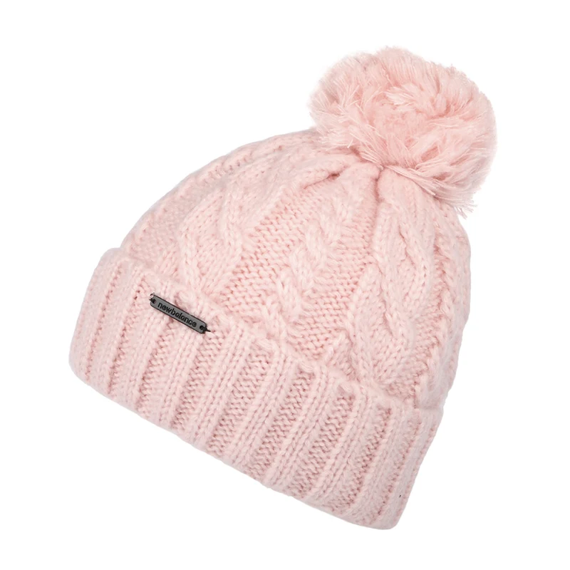 New Balance Lux Knit Pom Bommelmütze - Rosé