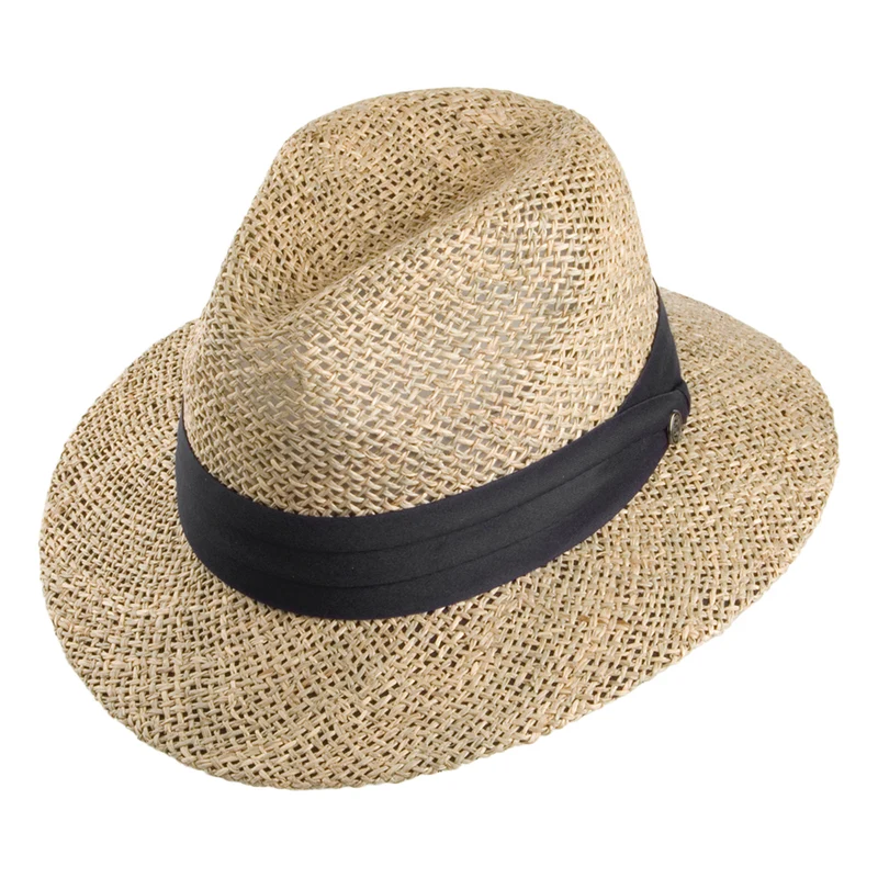 Jaxon & James Safari Fedora Strohhut aus Seegras - Naturfarben