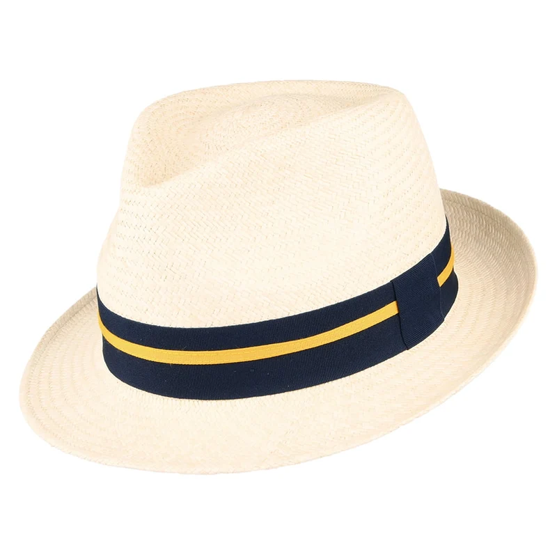 Failsworth Panama Trilby Hut mit gestreiftem Band - Natur