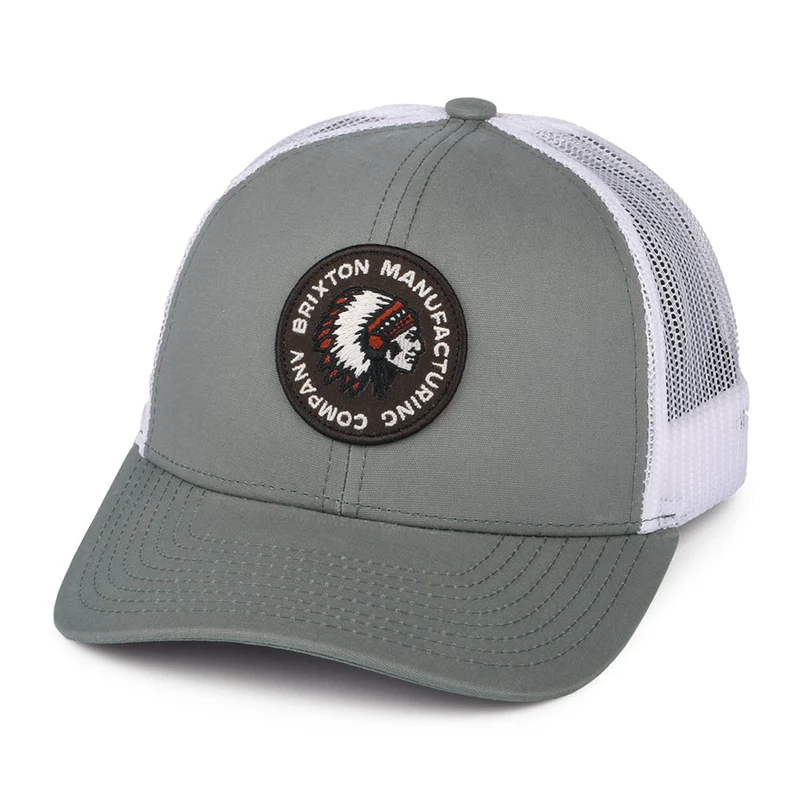 Brixton Rival Stamp NetPlus MP II Trucker Cap - Grau-Weiß
