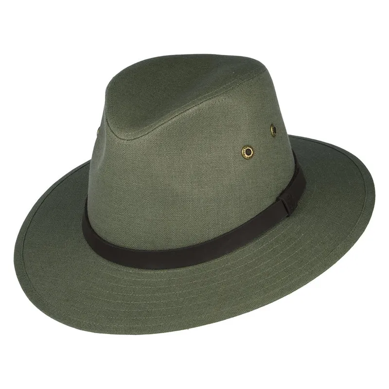 Failsworth Safari Fedora Hut aus Irischem Leinen - Khaki