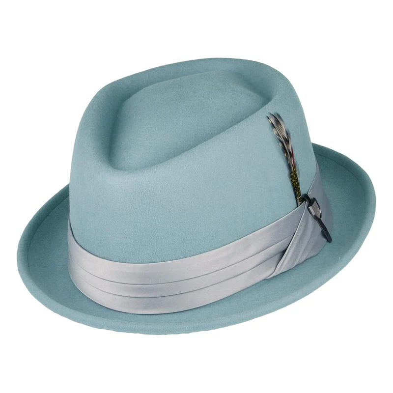 Brixton Stout Pork Pie Hut aus Wollfilz - Eisblau