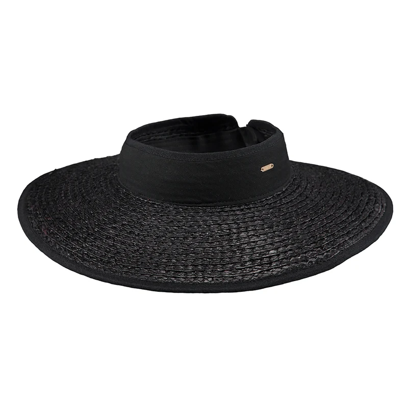 Barts Tambou mit erweiterter Krempe Sonnenschild aus Raffia Stroh - Schwarz
