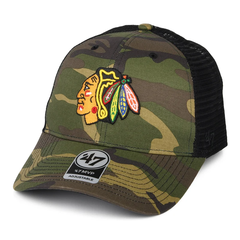 47 Brand Chicago Blackhawks Trucker Cap - NHL Camo Branson MVP - Tarnfarben