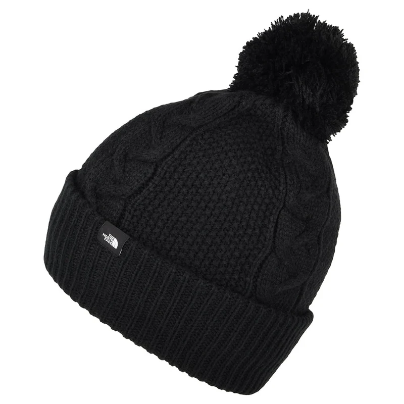 The North Face Minna Bommelmütze mit Zopfstrickmuster - Schwarz