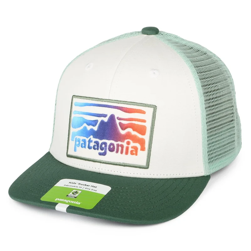 Patagonia Kinder Rambler Trucker Cap aus organischer Baumwolle - Weiß-Türkis