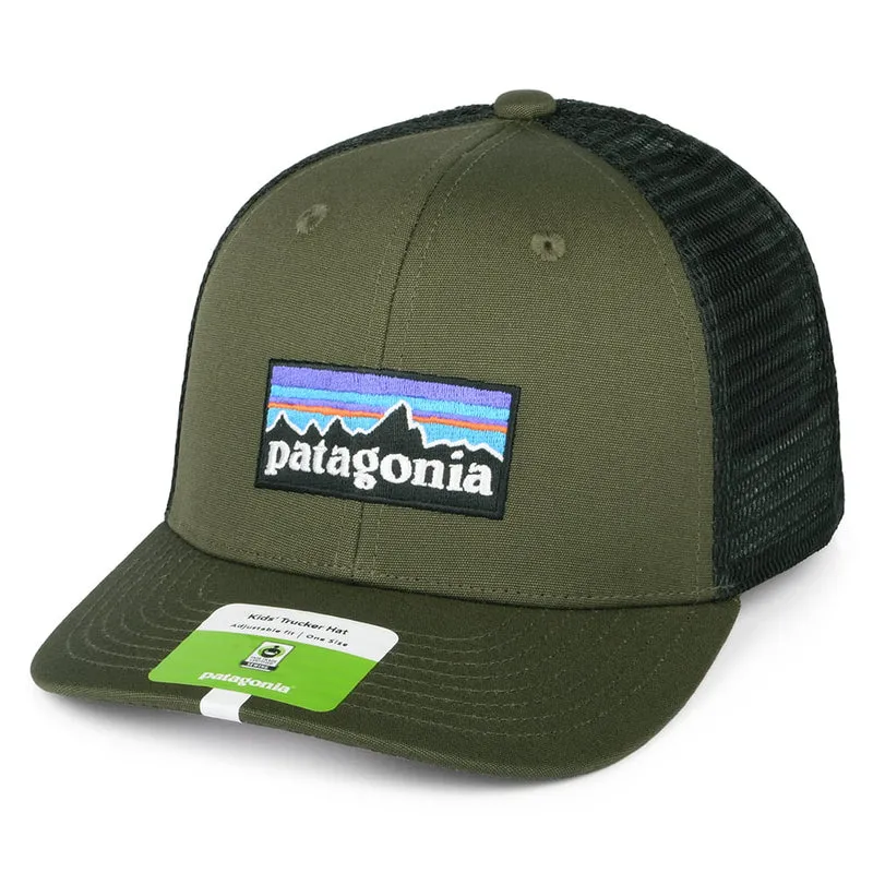 Patagonia Kinder P-6 Logo Trucker Cap aus organischer Baumwolle - Grün