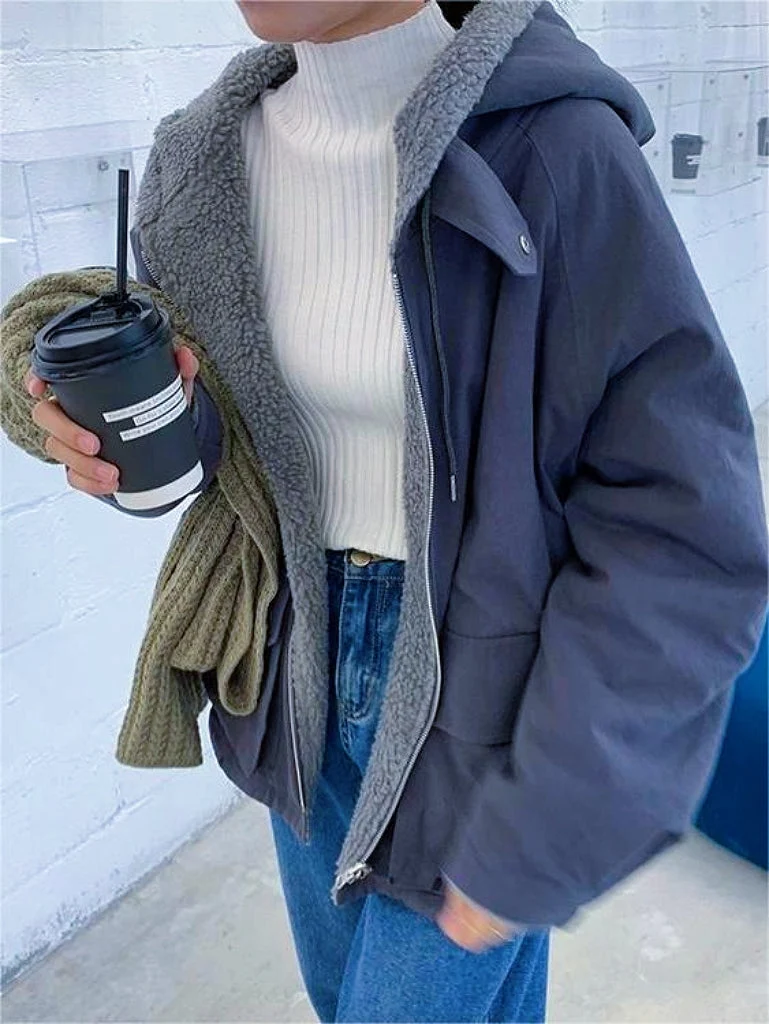 Warmer Oversized Damenmantel mit Kapuze - Freya Fleece Winterparka