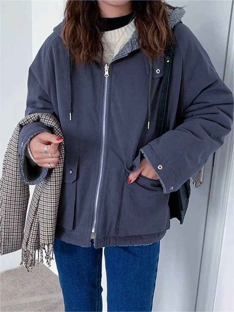 Warmer Oversized Damenmantel mit Kapuze - Freya Fleece Winterparka