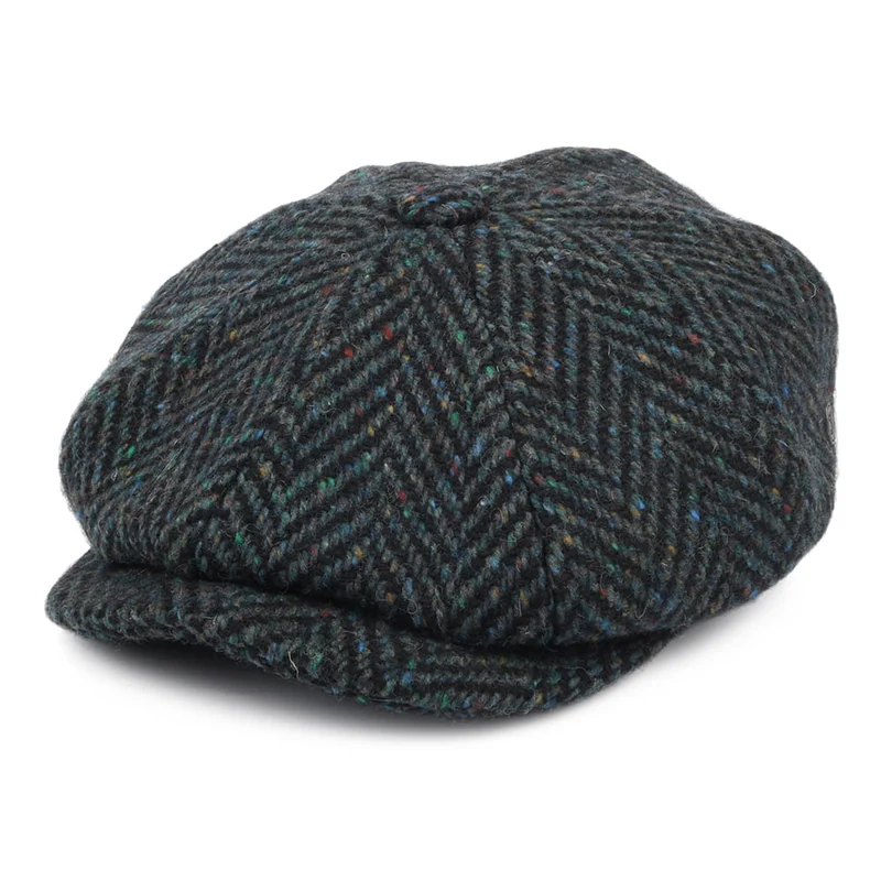 Jaxon & James Glendowan Donegal Tweed Ballonmütze mit Fischgrätmuster - Blau-Mix