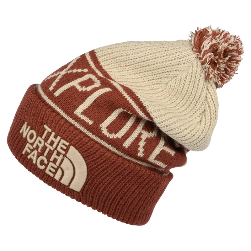 The North Face Retro TNF Pom Bommelmütze - Rot-Hellbraun
