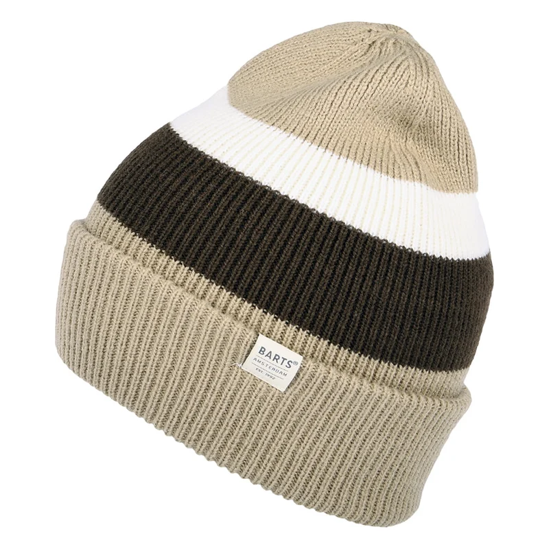 Barts Cowie Cuff Knit Beanie Mütze gestreift - Taupe-Braun