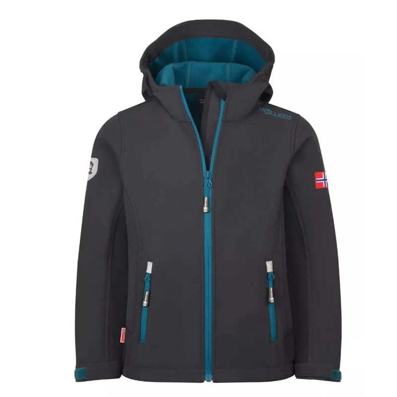 Trollkids - Kids Trollfjord Jacket - black/petrol - Kinder