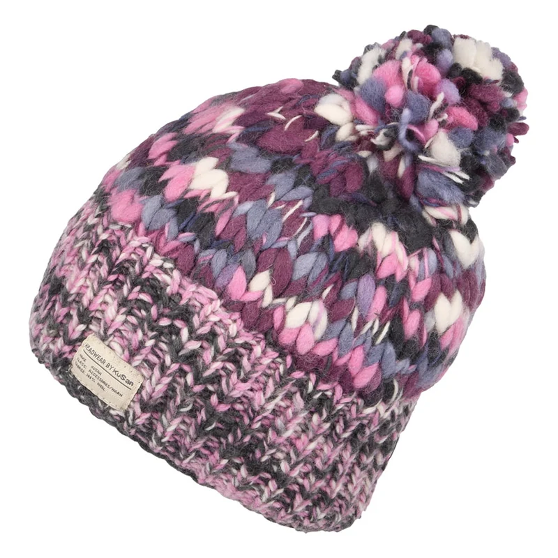 Kusan Uneven Yarn Bommelmütze - Pink-Lila