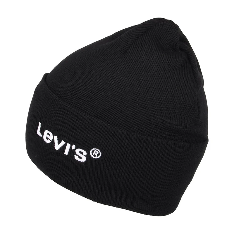 Levi's Wordmark Recycled mit Umschlag Beanie Mütze - Schwarz