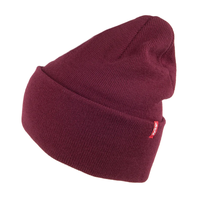 Levi's Neue Beanie Mütze Übergroße mit Rotem Etikett - Burgunderrot